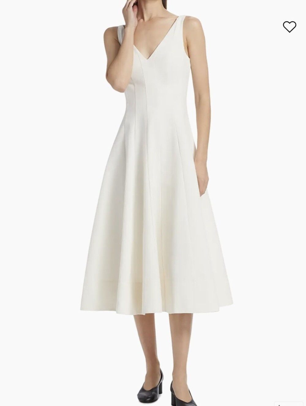 STAUD Marietta Ivory V-Neck Grossgrain Midi Dress Size 8